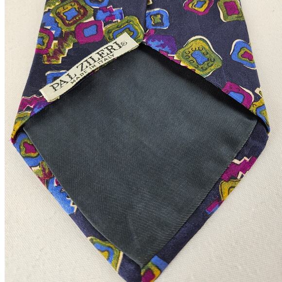 PAL ZILERI MEN’S 4" TIE – 100% SILK – GEOMETRIC PATTERN – VINTAGE ITALIAN DESIGN - Picture 5 of 7